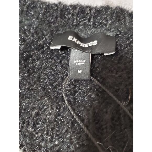 Express Women’s Black & White Striped Sweater Size M | Cozy Knit Pullover - Picture 2 of 11